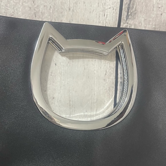 NWOT BLACK PU LEATHER CAT TOTE OR CROSSBODY - Picture 7 of 10